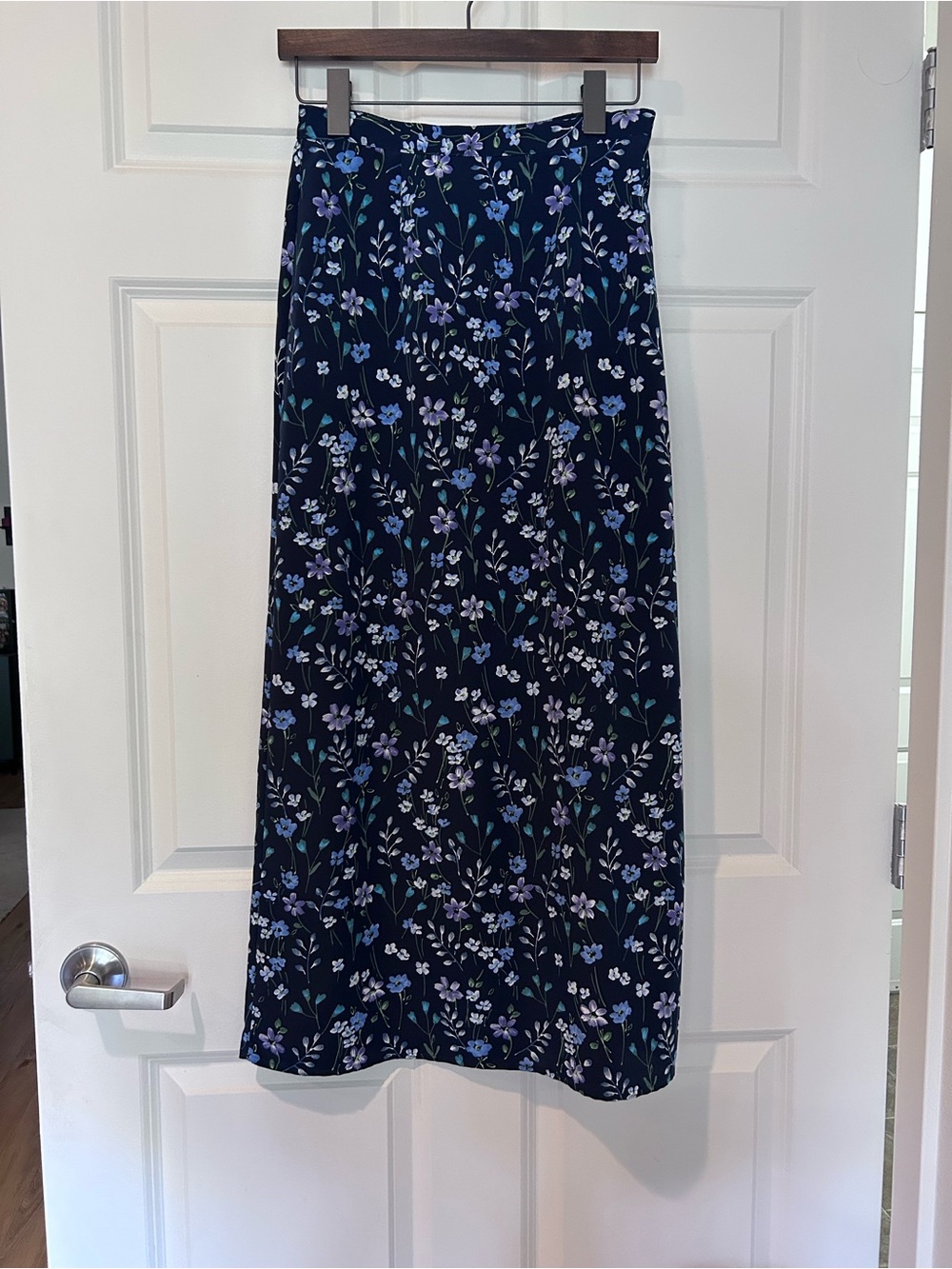 Vintage Floral Navy A-Line Skirt